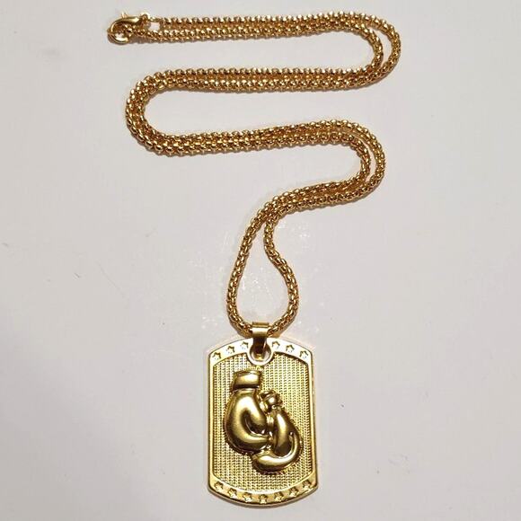 Golden Gloves Boxing Necklace Fighter PendantUFC Christmas Birthday Gift New!!